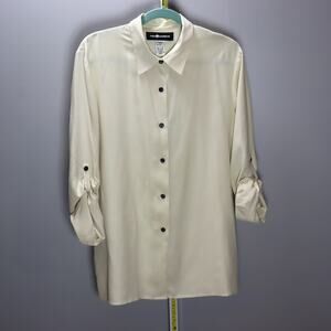 Sag Harbor 100% Silk Button Front Blouse – Size 14
